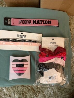 Victoria's Secret PINK Multi-Piece Pink, Red & Black Hair Accessory Set